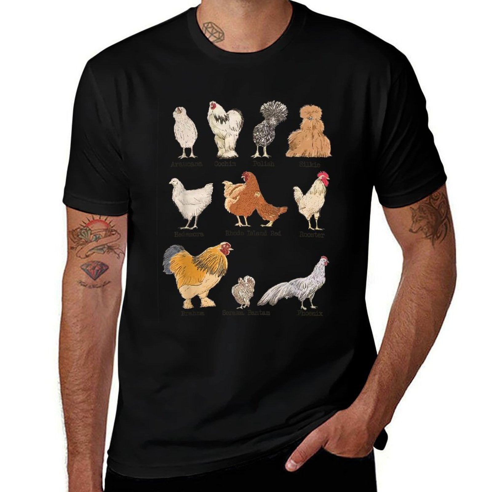 Vintage Chicken Breeds Farm Animals Day Support Local Farmer  High-quality Stitching T-Shirt