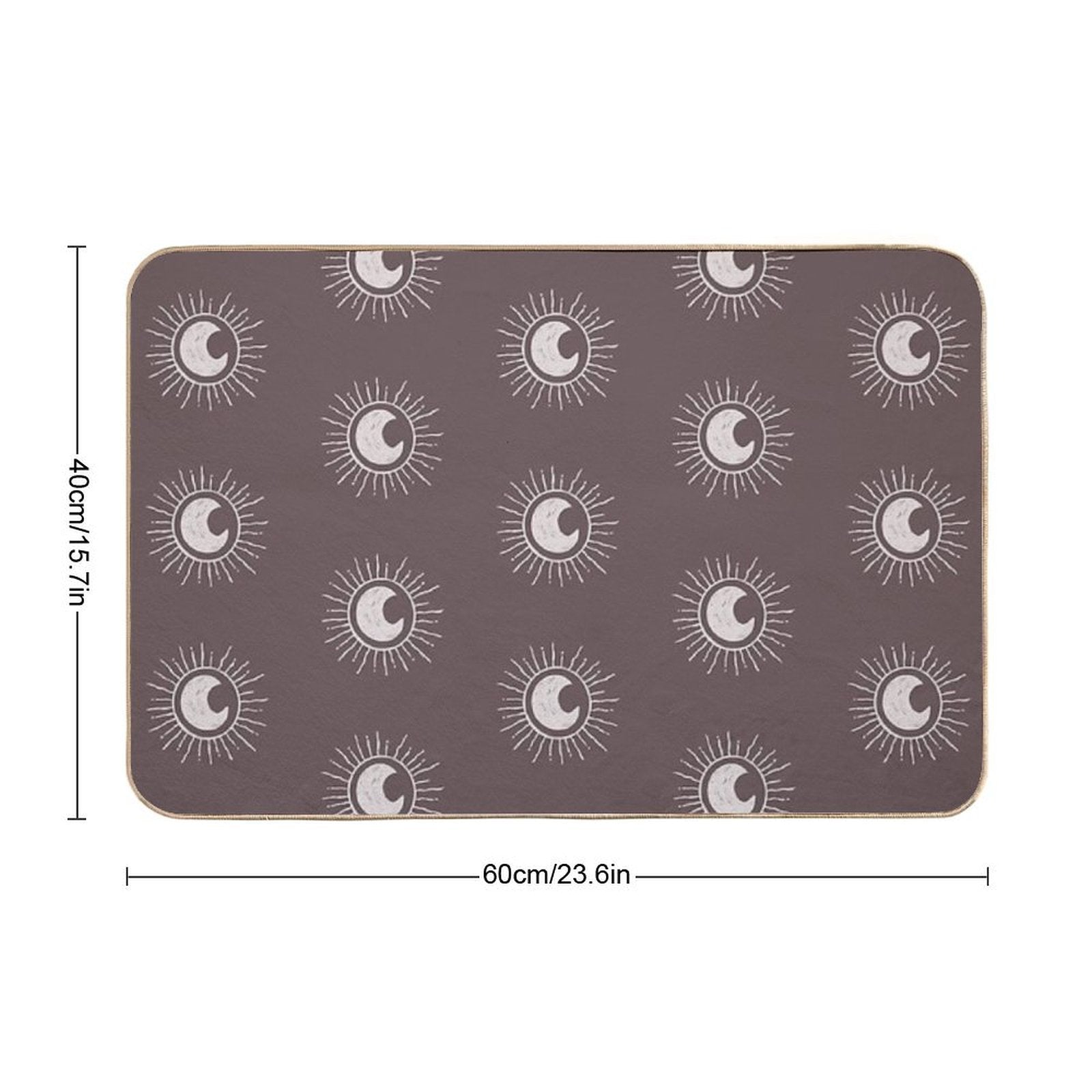 Boho Sun And Moon Pattern Bohemian Aesthetic In Muted Colors Walnut Brown  High-Traffic Bath Mat