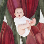 Flower Bouquet, Canva, Flowers, Tails, Pattern, Green, Red Eco-conscious Throw Blanket