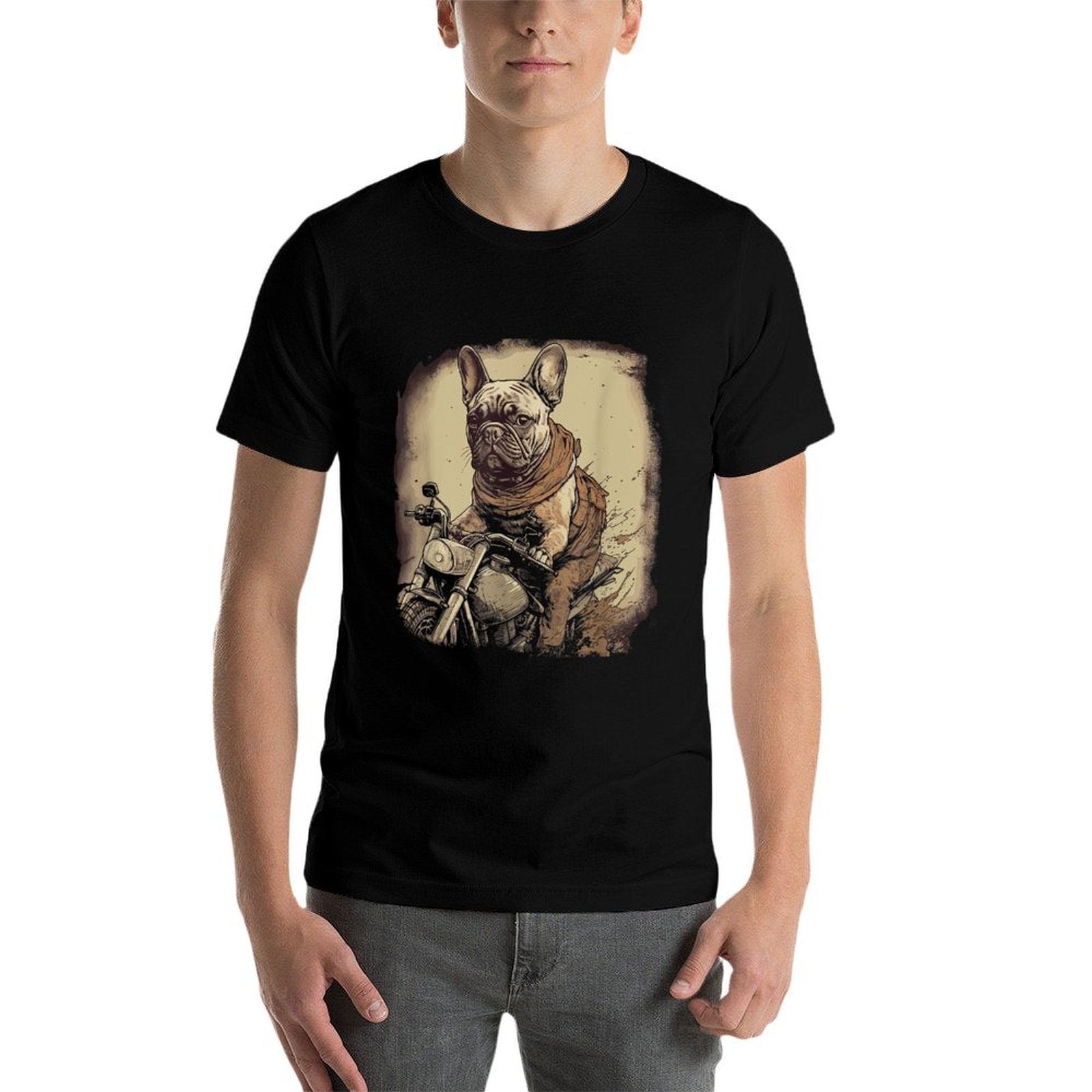 Funny Vintage French Bulldog Biker French Bulldog Motorcycle for Men Women  Oversized Silhouette T-Shirt