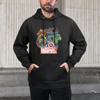 Marvel Avengers Team Retro Comic Vintage Graphic Relaxed Fit Hoodie