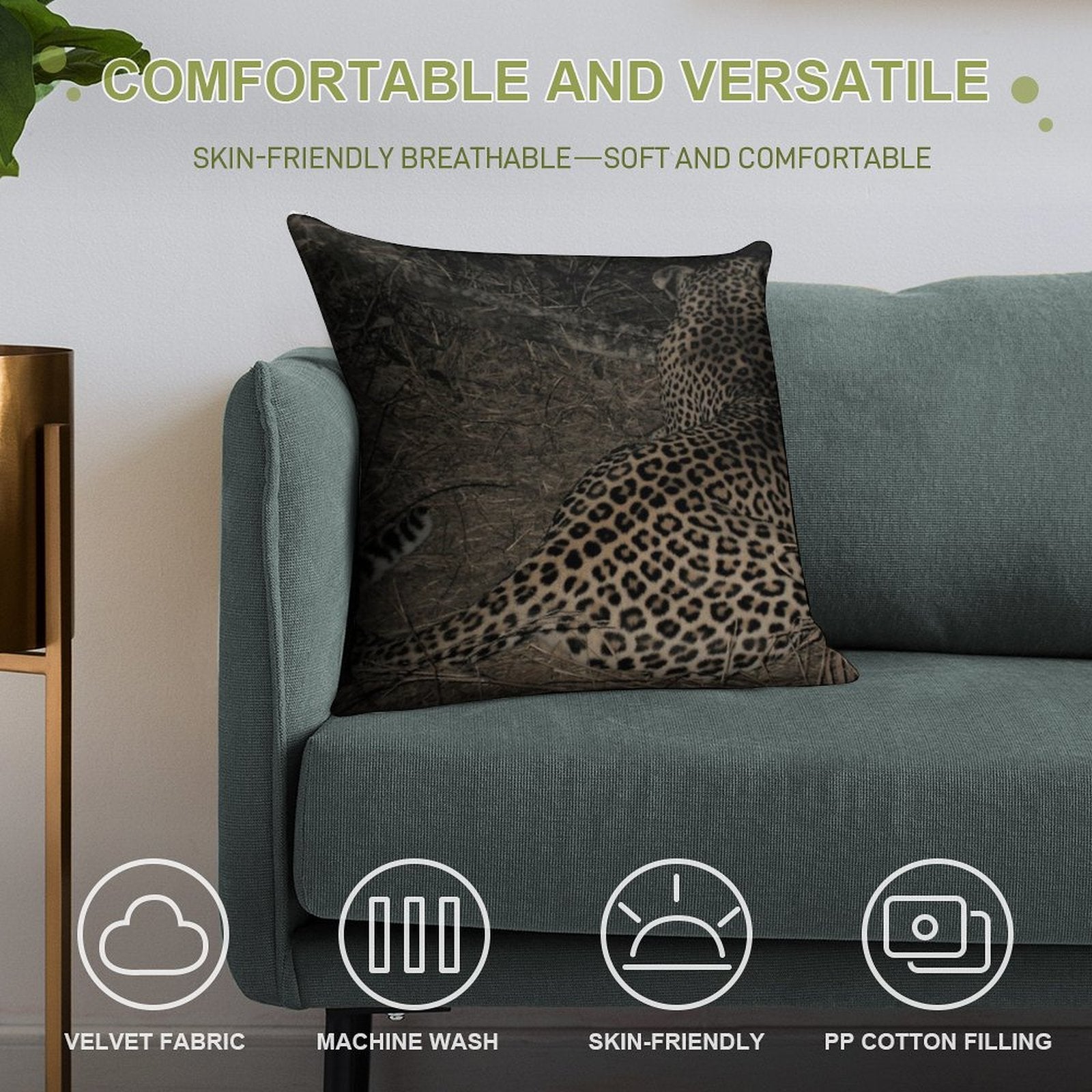 Leopard Print Soft Skin-Friendly Throw Pillow