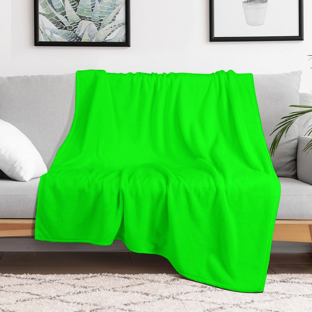PLAIN SOLID COLOR BRIGHTEST NEON ELECTRIC GREEN Durable Throw Blanket