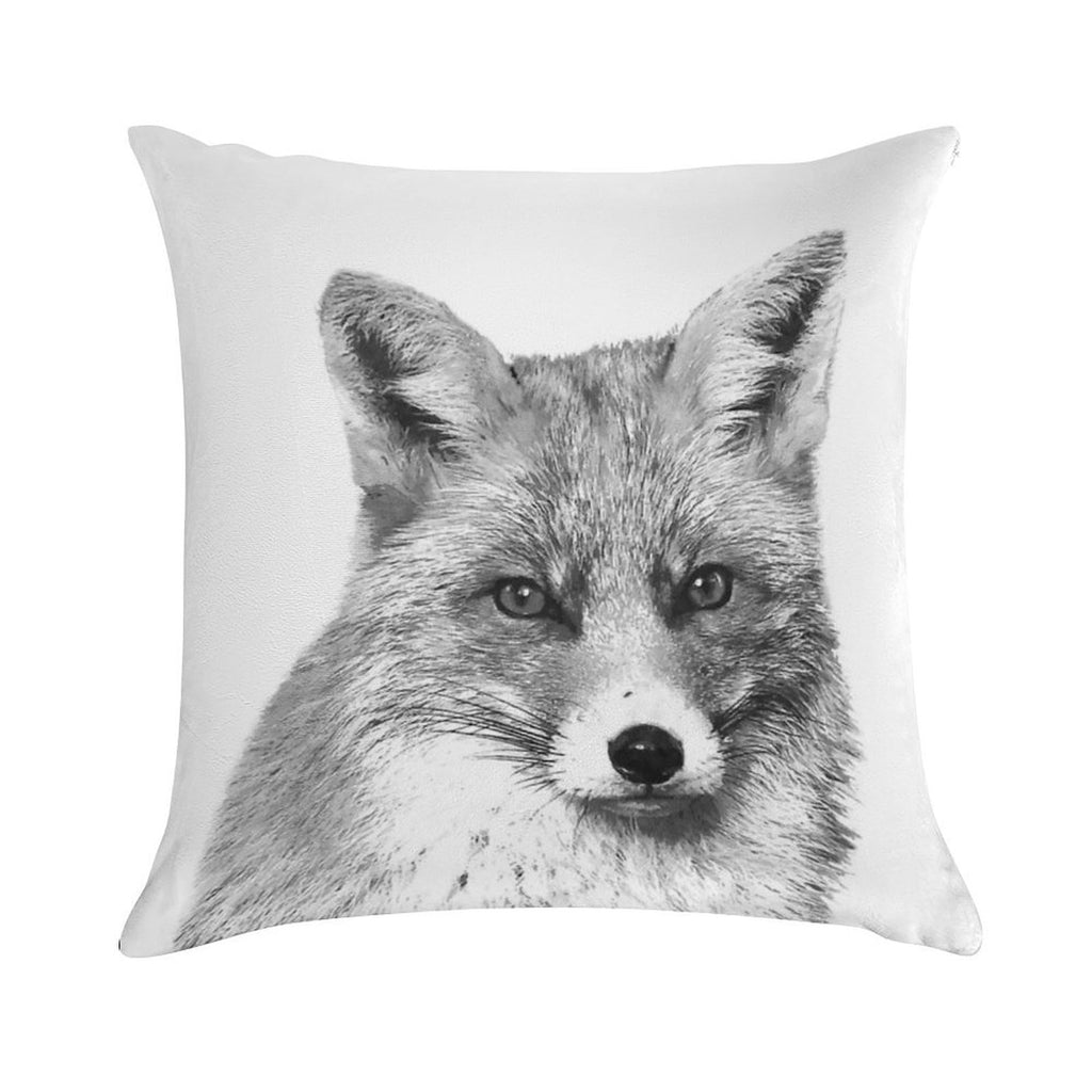 Black And White Fox Soft Warmth Comfort Throw Pillow