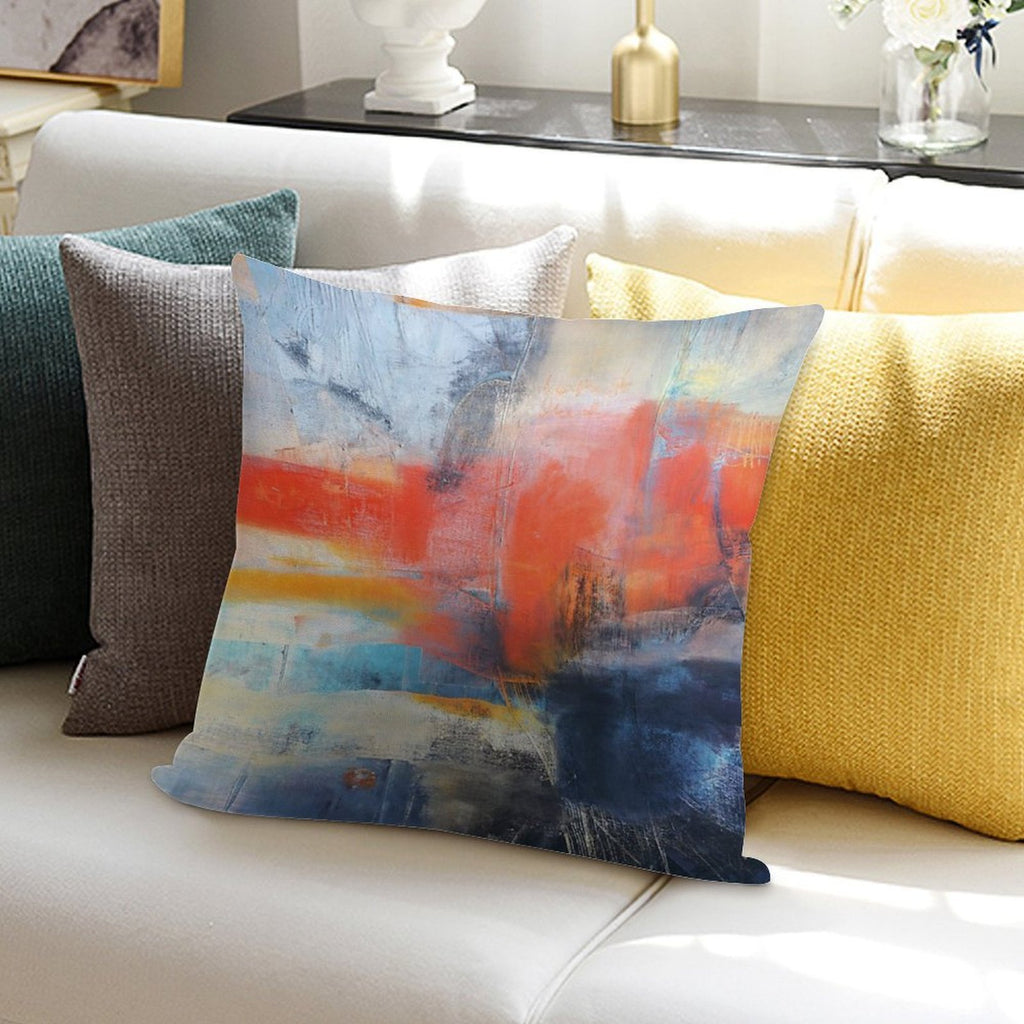 Blue Red Abstract Soft Home Decor Throw Pillow