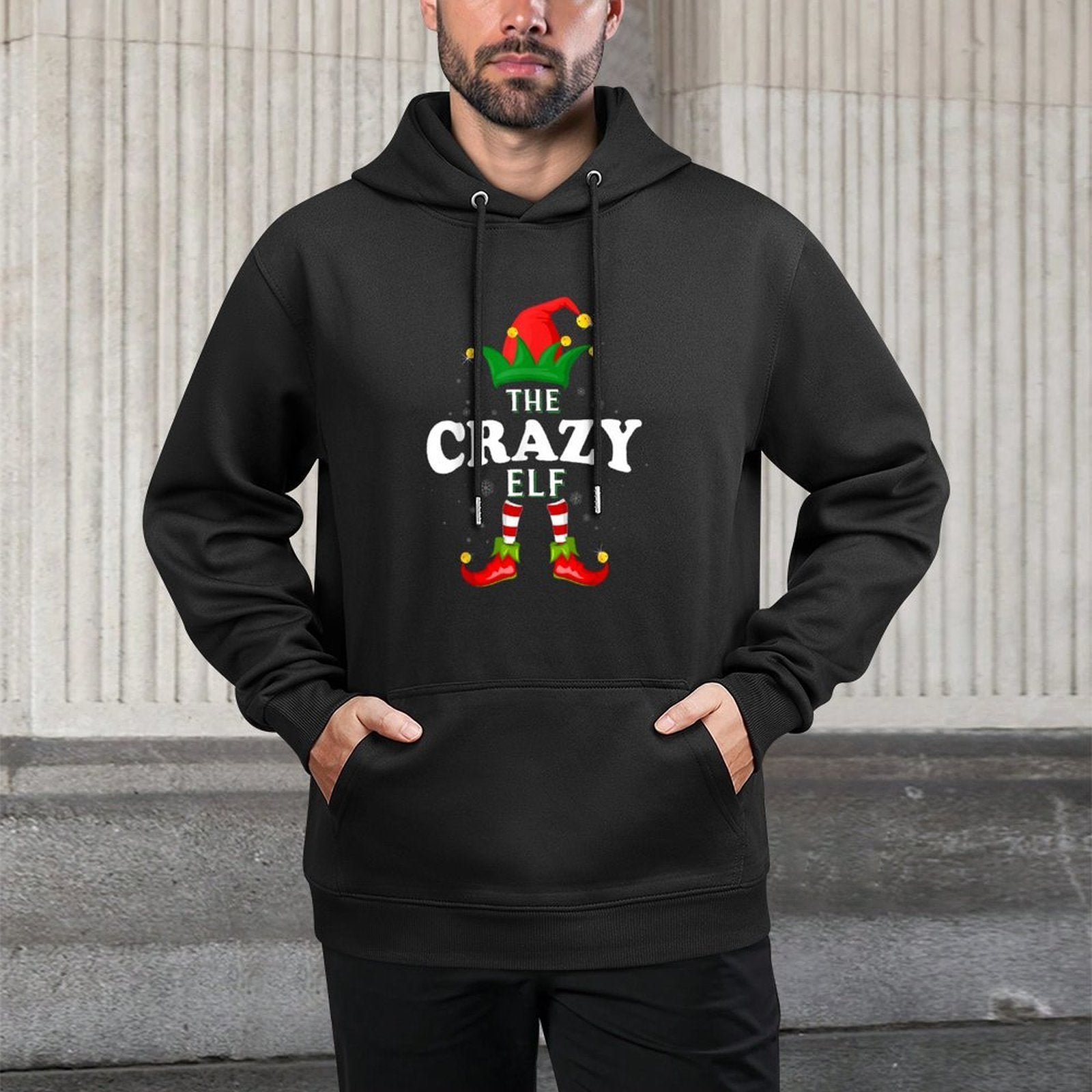 Xmas Crazy Elf Family Matching Christmas Pajama Adjustable Hood Hoodie