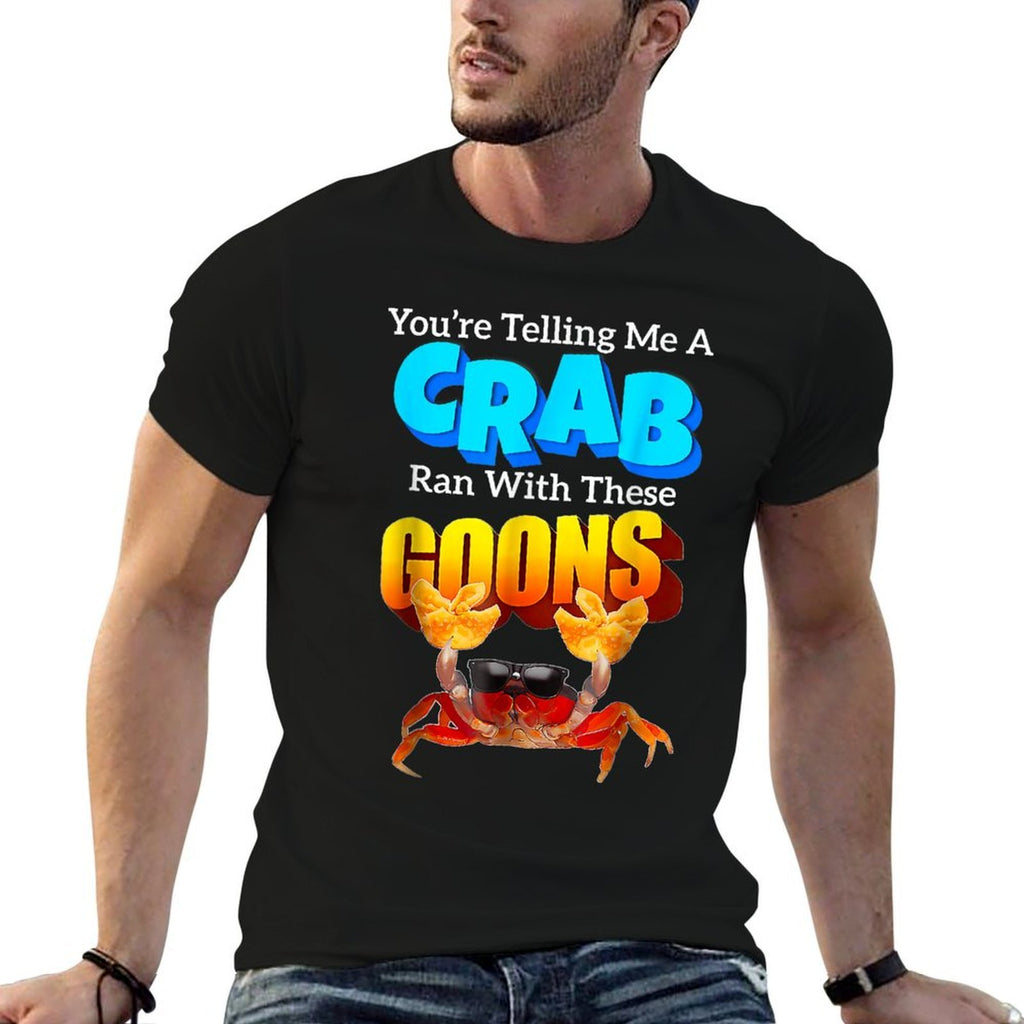 Youre Telling Me A Crab Ran With These Goons Funny Crab  Heathered Texture T-Shirt