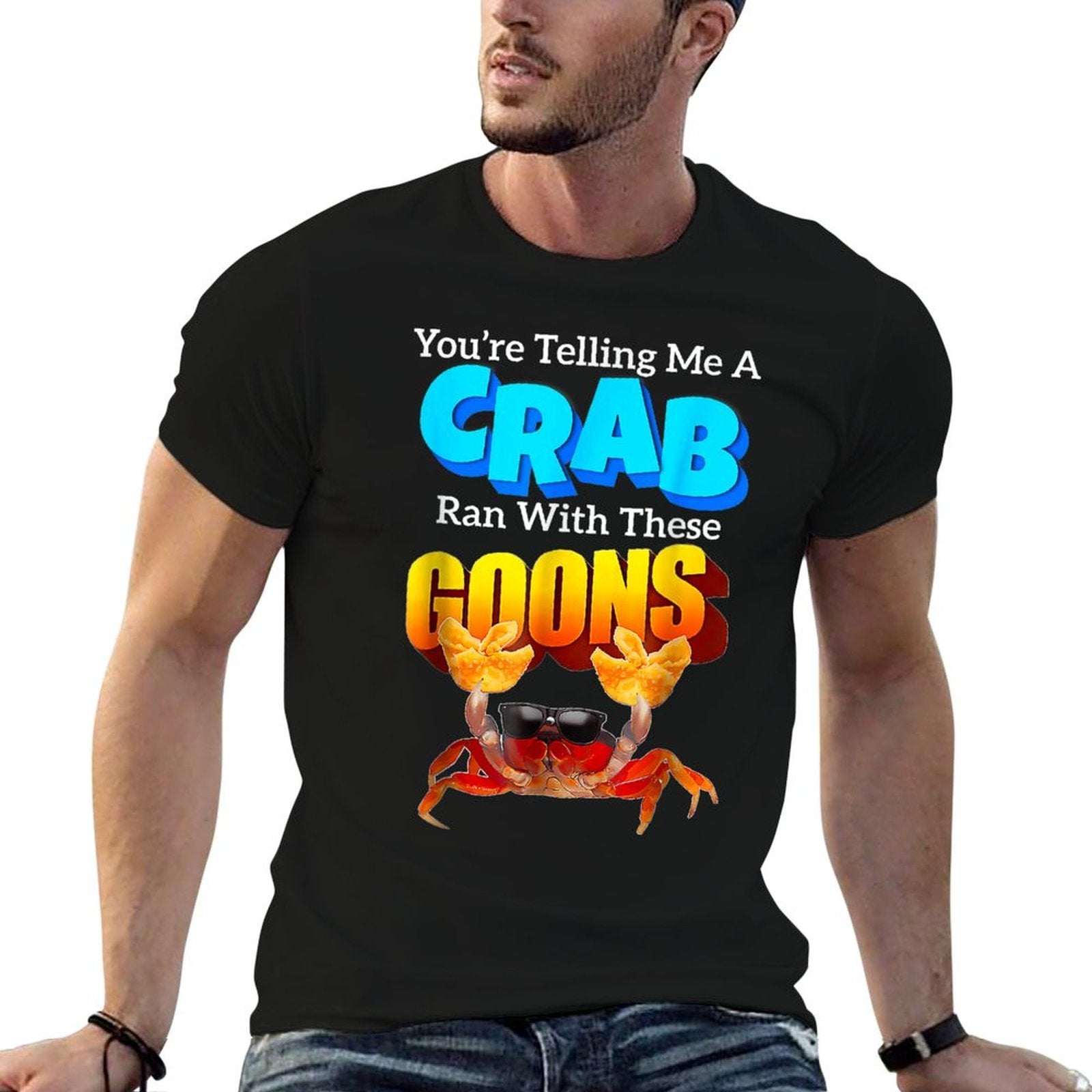 Youre Telling Me A Crab Ran With These Goons Funny Crab  Heathered Texture T-Shirt