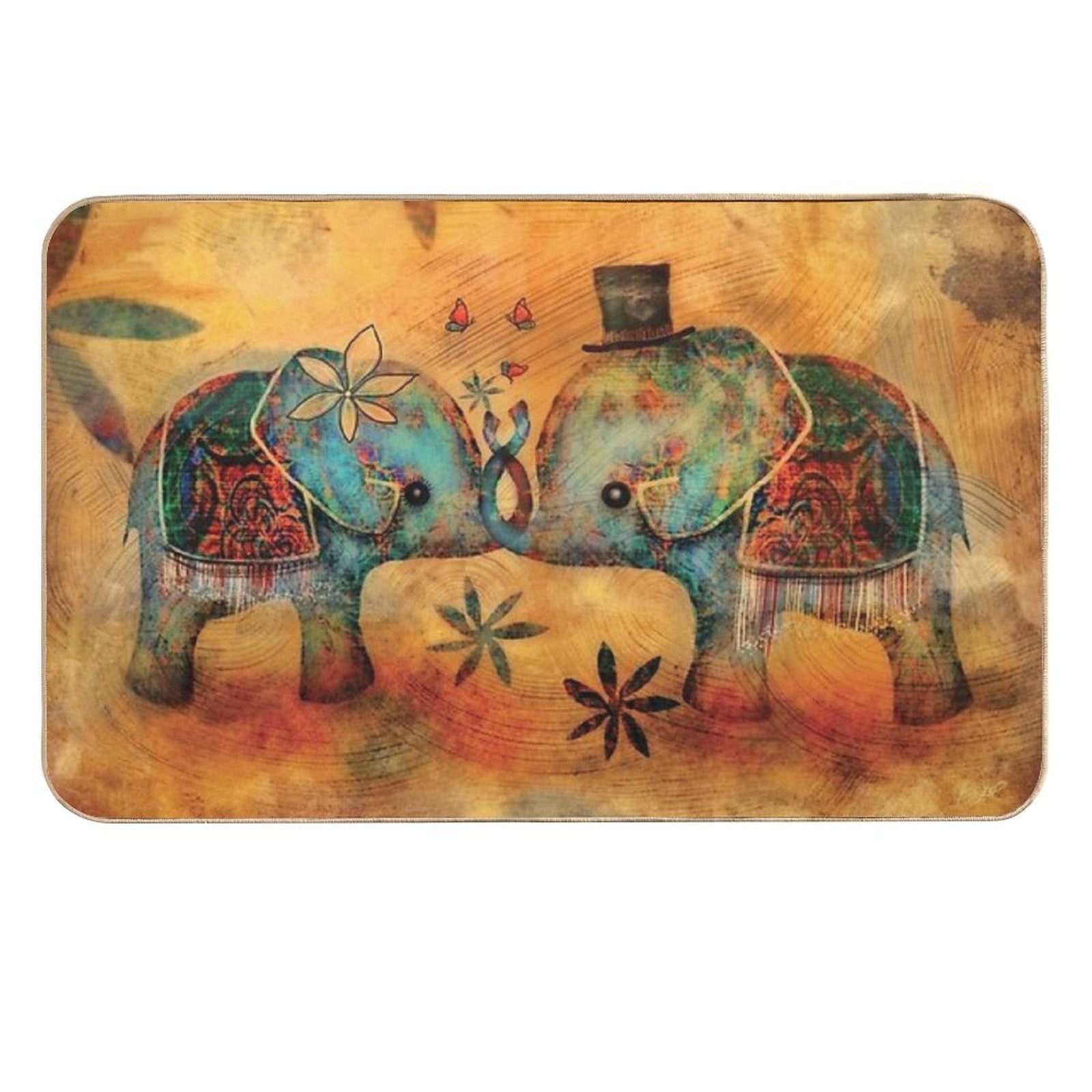 Vintage Elephants  Long-Lasting Bath Mat