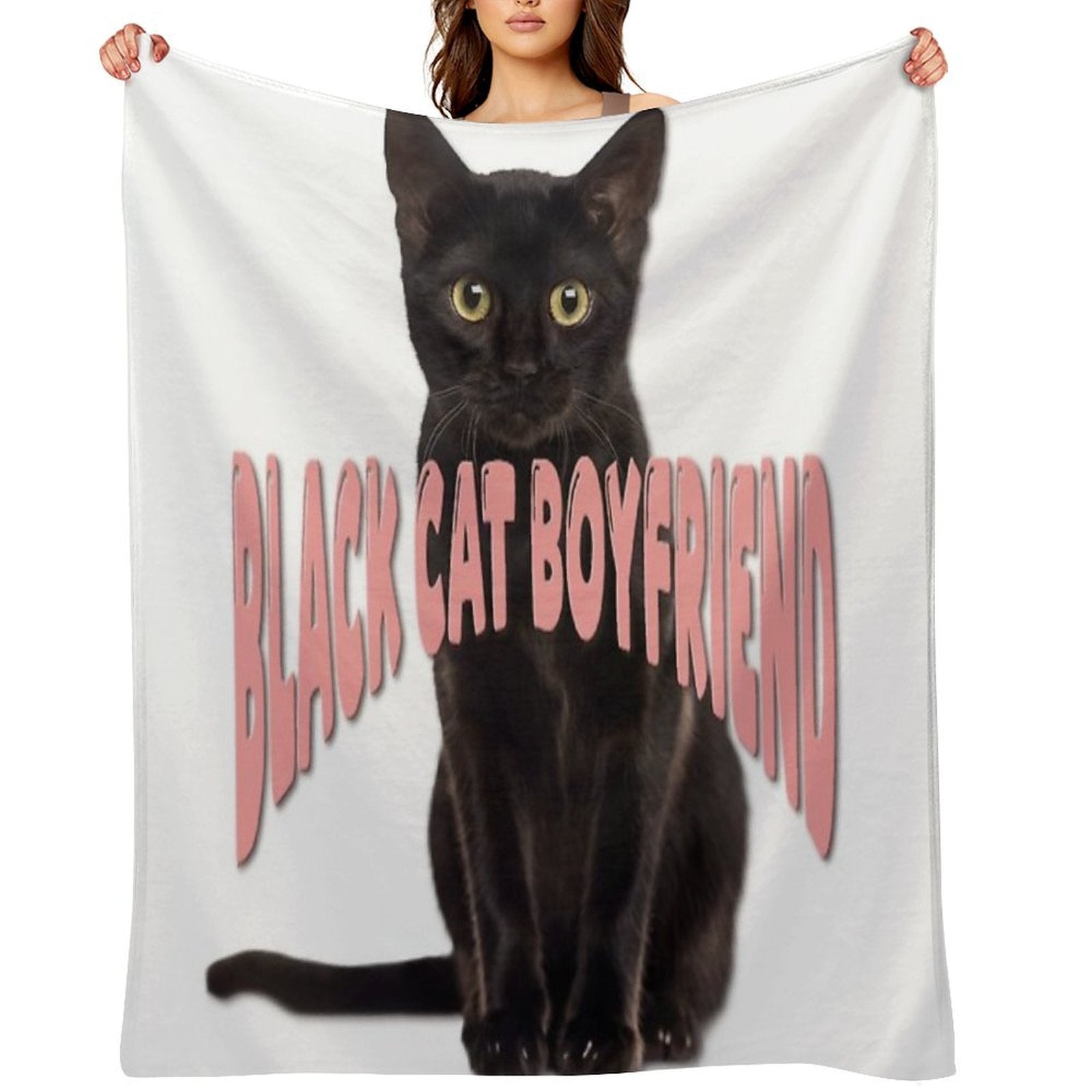 Black Cat Boyfriend Print Gift-ready Throw Blanket