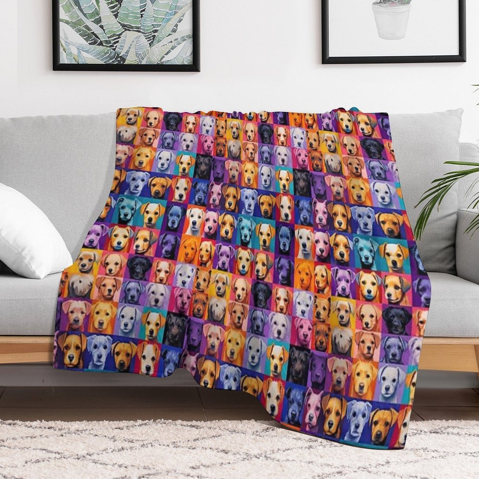 Dogs Pattern Anti-pilling Throw Blanket