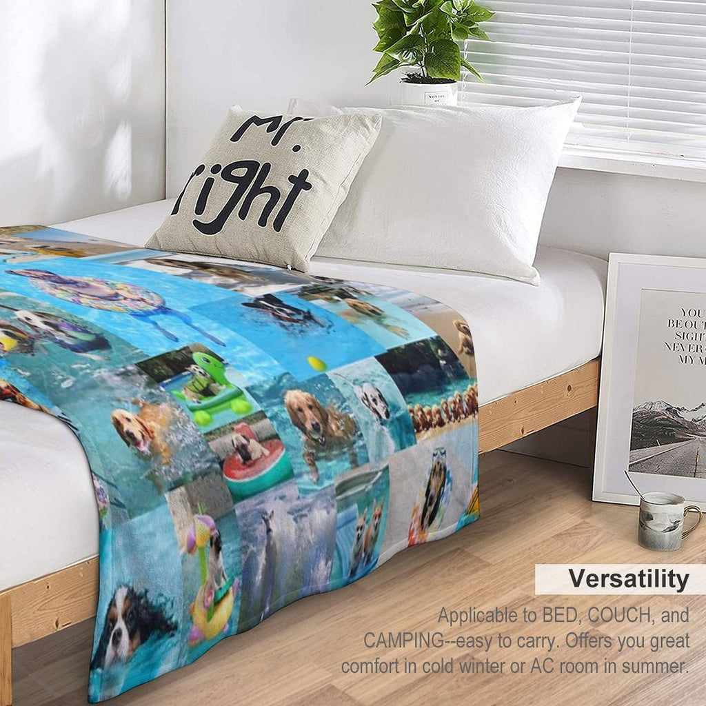 Summer Fun Dog Collage Gift-ready Throw Blanket