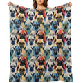 Pug in Geometric Camouflage Pattern Shrink-resistant Throw Blanket