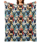 Pug in Geometric Camouflage Pattern Shrink-resistant Throw Blanket