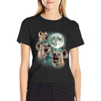 Three Hyena Moon  3 Laughing Hyenas Howling Meme Cursed  Breathable T-Shirt