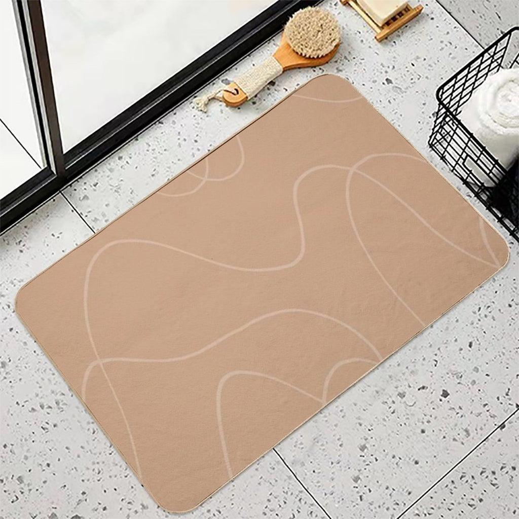 Tan Pattern  Easy To Clean Bath Mat