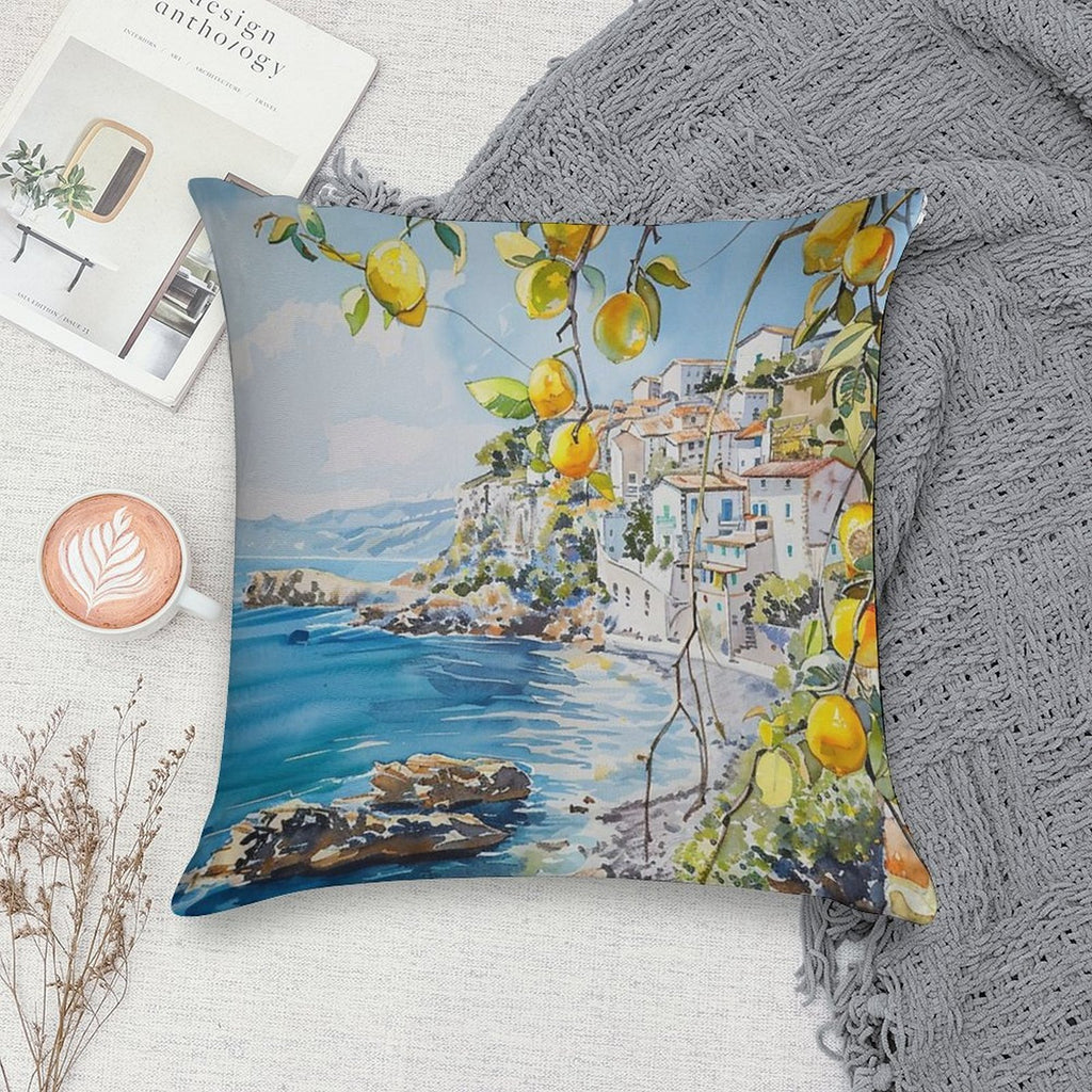 A Summer on The Italian Coast Soft Shrink-Resistant Throw Pillow
