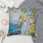 A Summer on The Italian Coast Soft Shrink-Resistant Throw Pillow