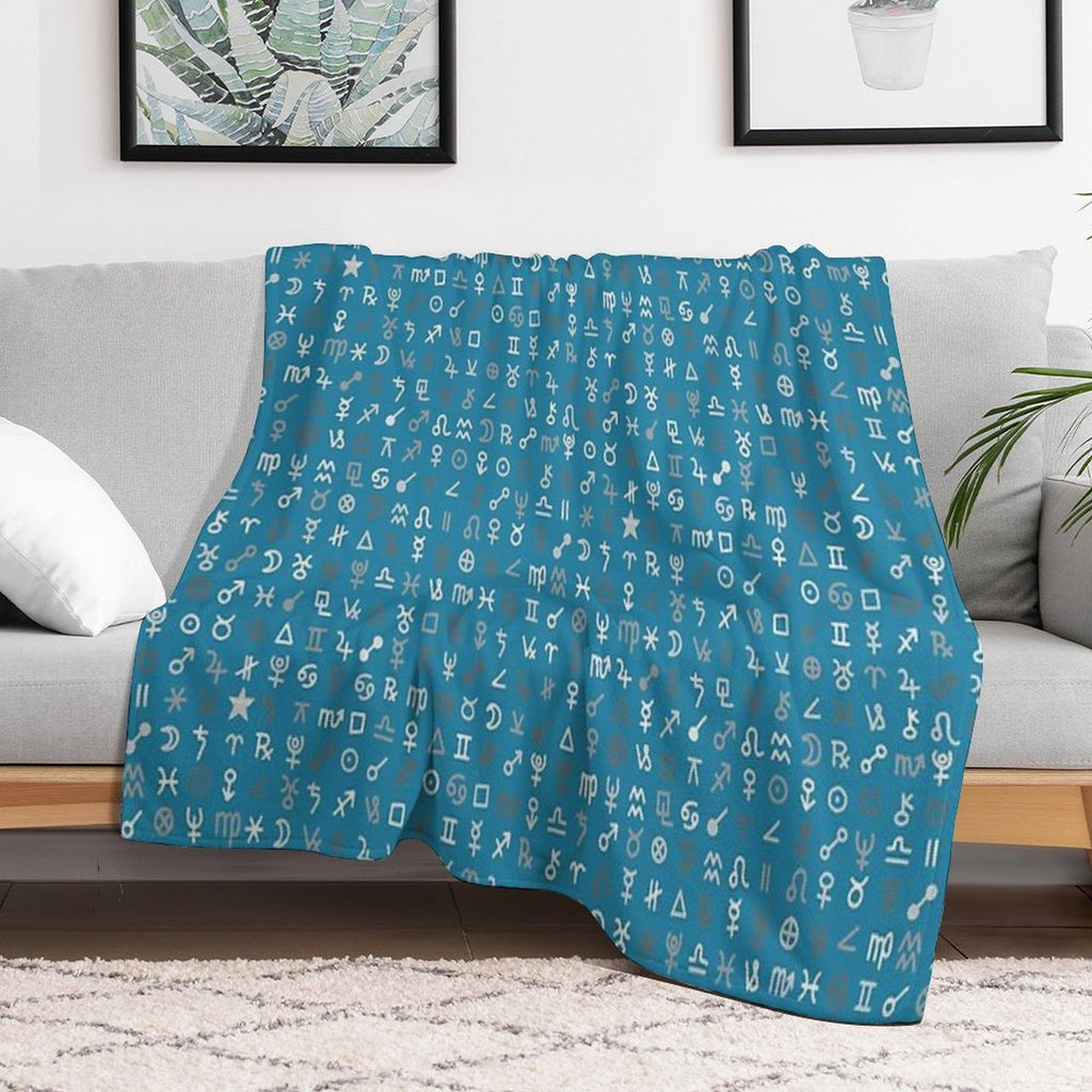 Astrology Symbols And Signs Blue Pattern Quick-dry Throw Blanket