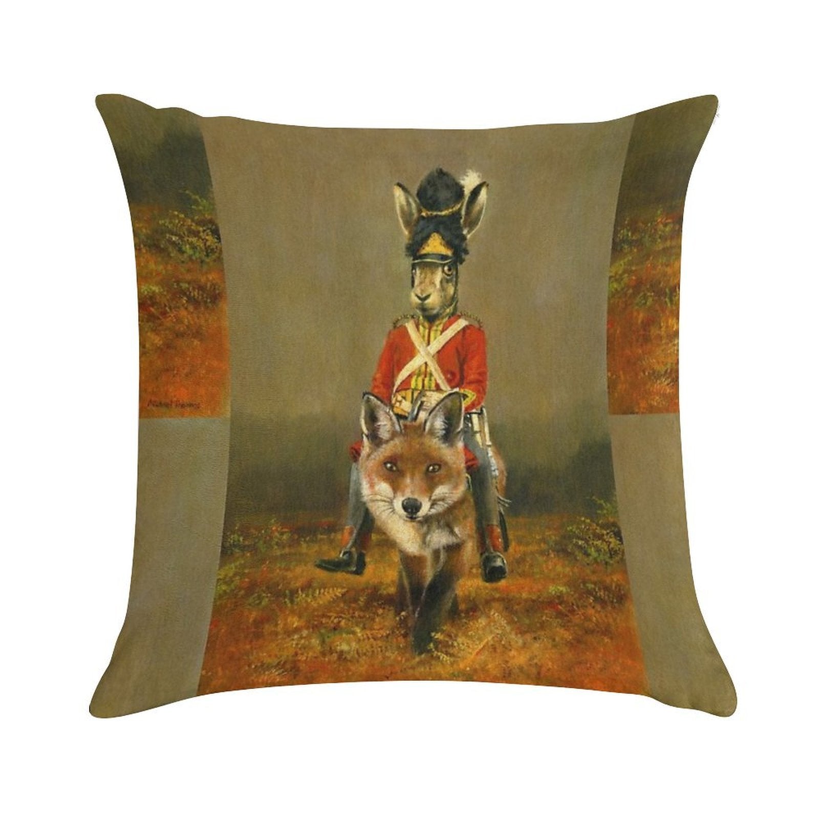 Hare And Fox Cavalry Soft Home Decor Throw Pillow