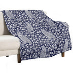 Winter Blue II - Owls And Gingko Leaves Velvety-soft Throw Blanket