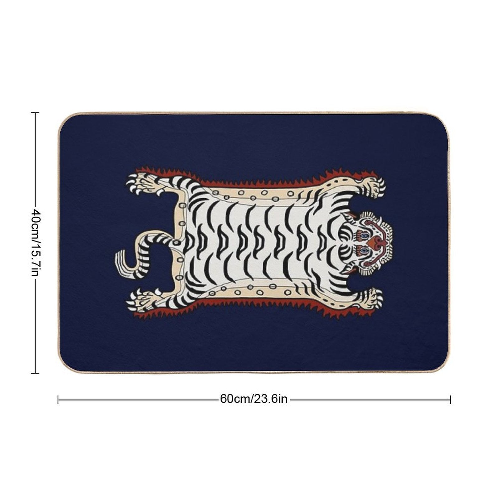 TIBETAN TIGER RUG 1-white  Stain-Proof Bath Mat