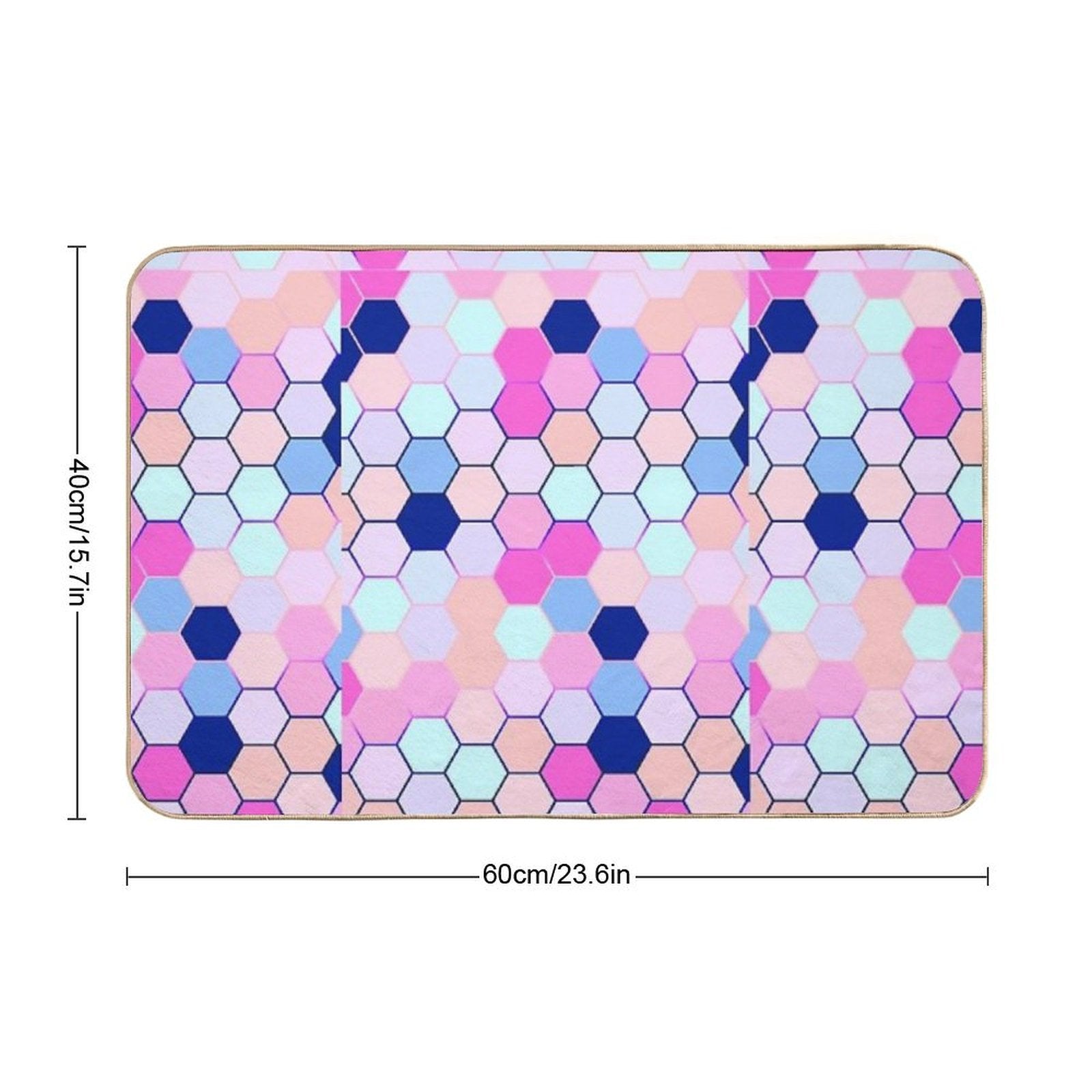 Cute Pastle Hexagon Pattern  Easy Maintenance Bath Mat