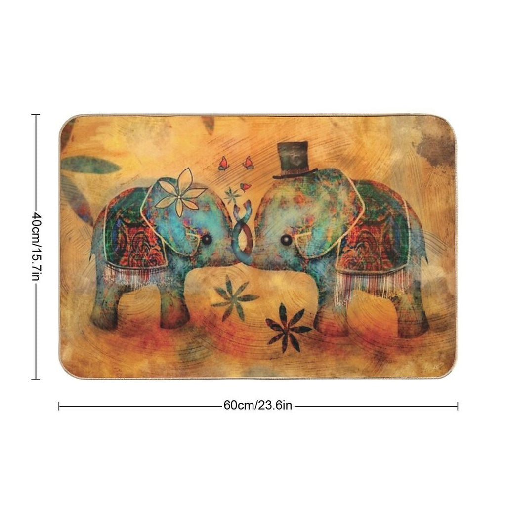 Vintage Elephants  Long-Lasting Bath Mat