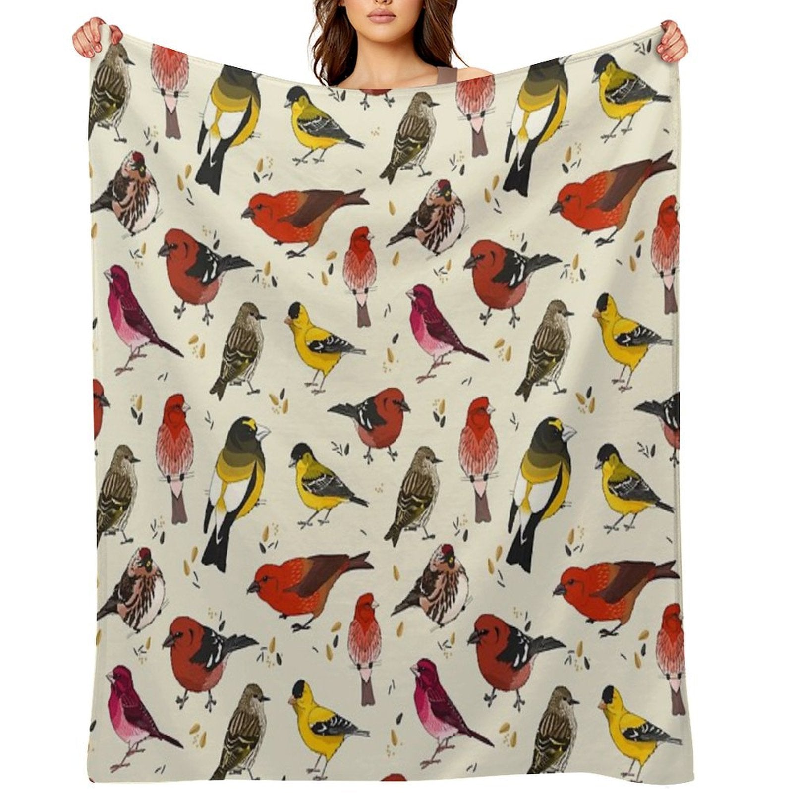 North American Finches Plush Throw Blanket