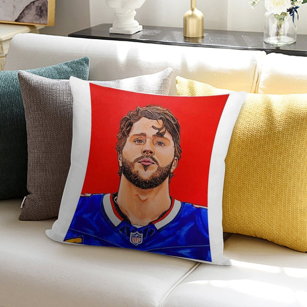 Buffalo Bills Josh Allen Soft Short Plush Fabric Throw Pillow