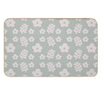 Mid Century Modern Flowers & Leaves, Cute Retro Pattern, Gray Teal  Non-Slip Bath Mat
