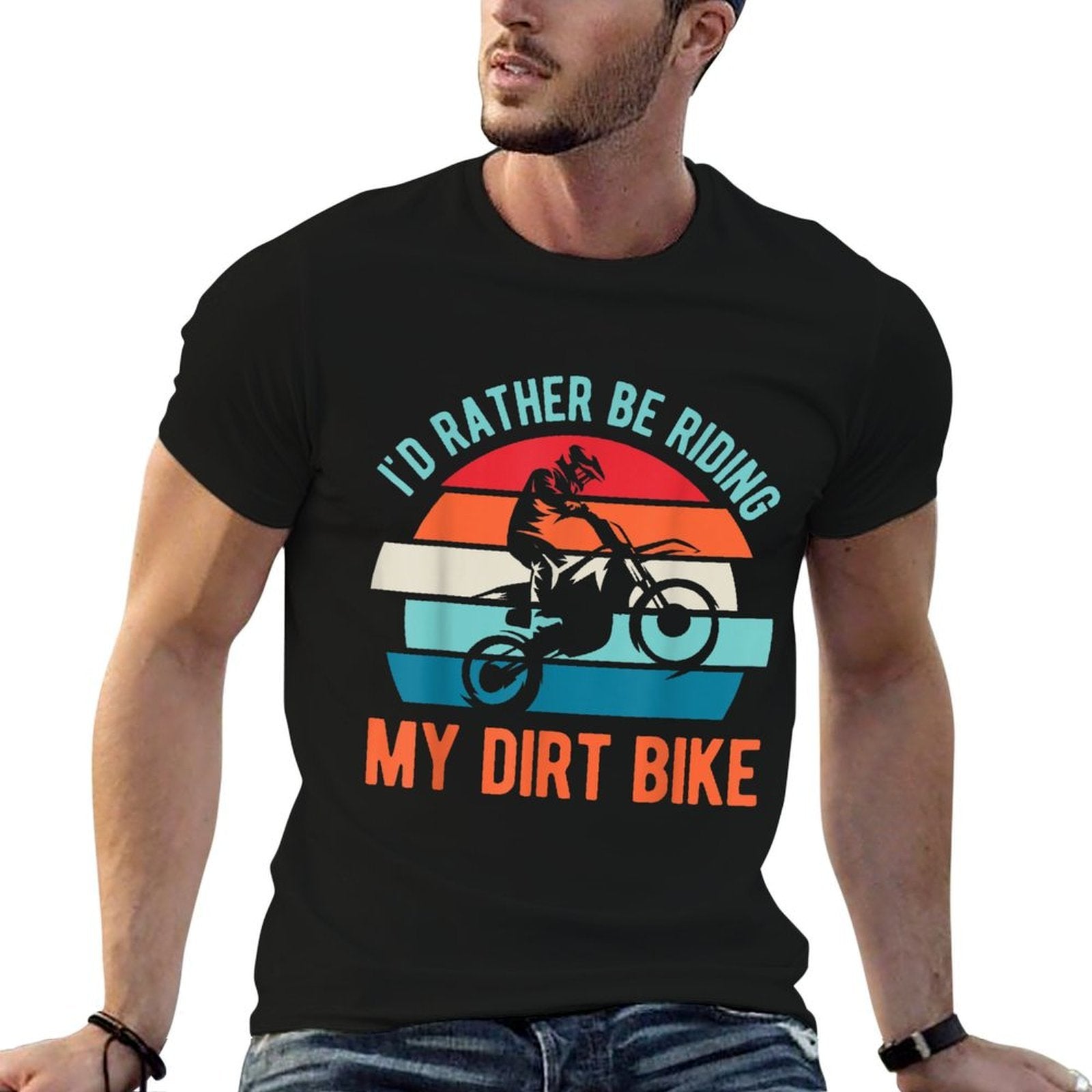 Id Rather Be Riding My Dirt Bike Funny Dirtbike Motorcycle  Polyester Blend T-Shirt