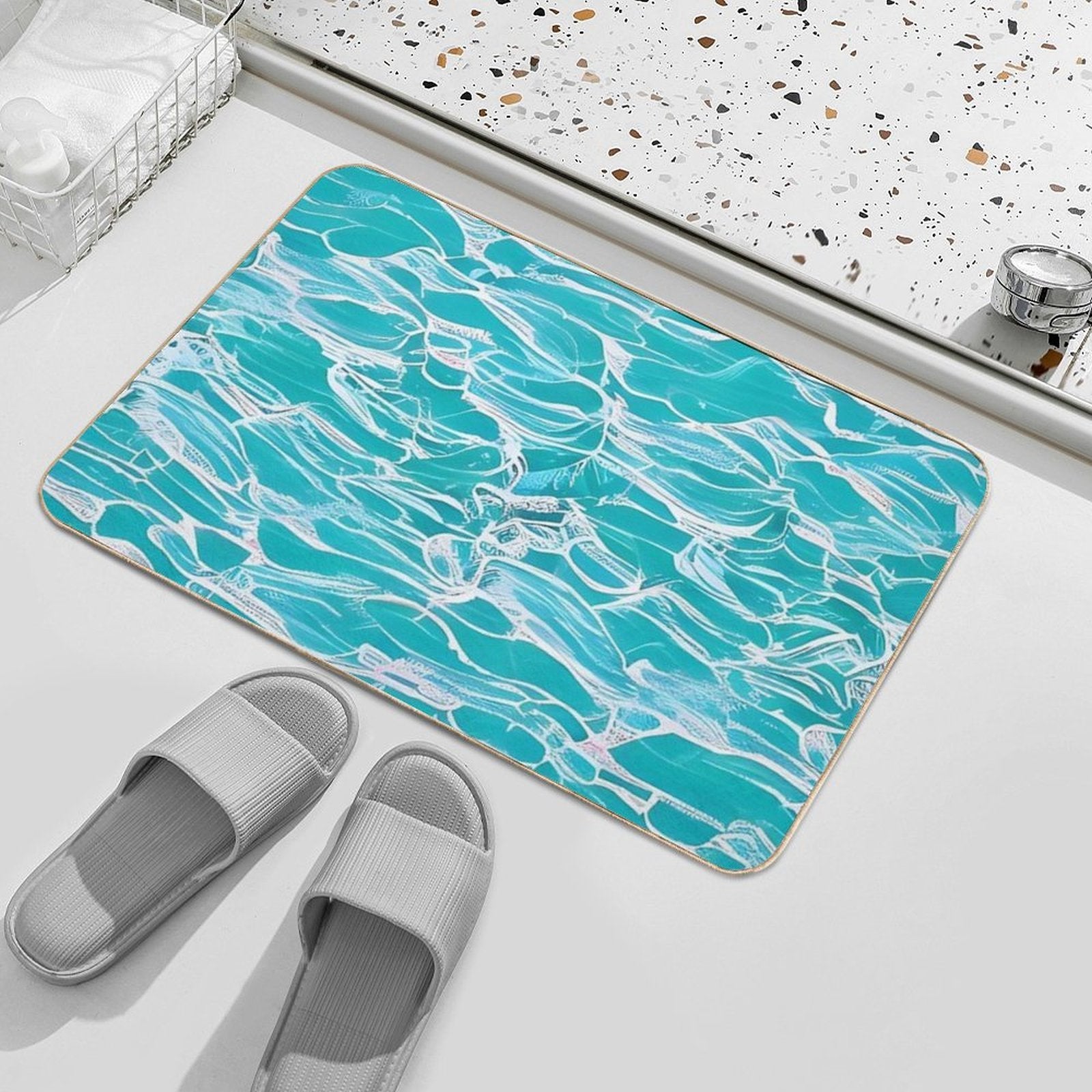 Abstract Water  Repositionable Bath Mat