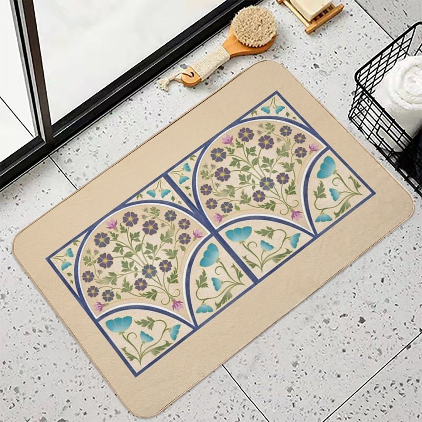 Art Nouveau Morning Glory Garden  Non-Slip Bath Mat