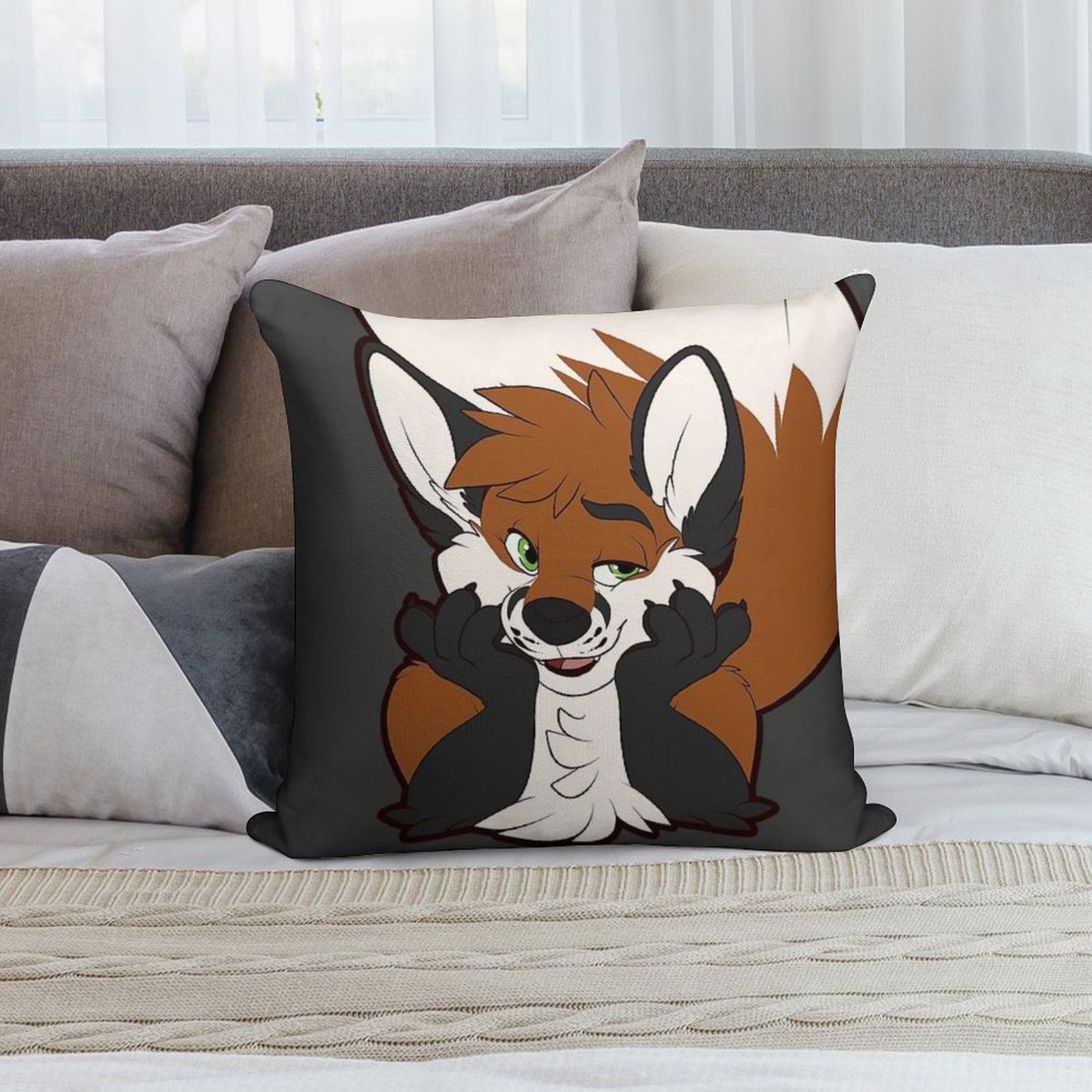 Sup Fox Soft Washable Throw Pillow