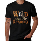 Wild About Reading Books - Bookworm Library Day Teacher  Ribbed Collar T-Shirt