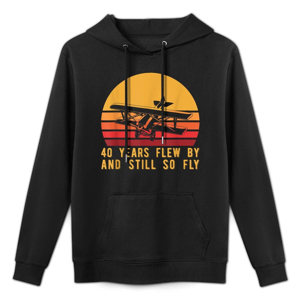 40th Birthday Biplane Turning 40 Airplane Pilot Shape Retention Hoodie