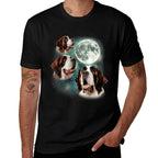 Three St Bernard Moon  3 Rescue Dog Howling Meme Canine Pup Men Women  Versatile T-Shirt