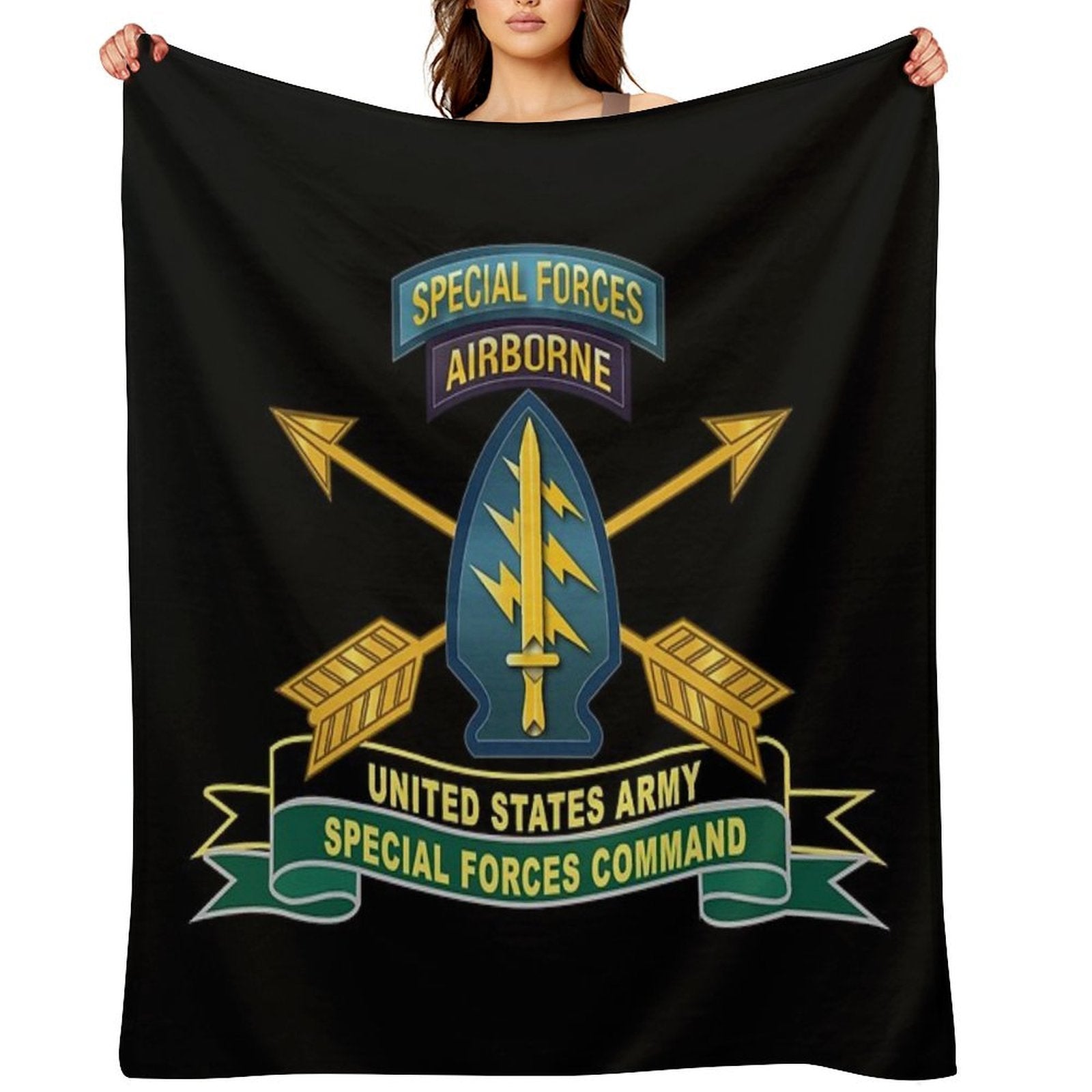 Army - US Army Special Forces Command - SSI W Br - Ribbon X 300 Compact Throw Blanket