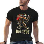 Believe Bigfoot Sasquatch Santa Reindeer Christmas Tree Xmas  Graphic-printed T-Shirt