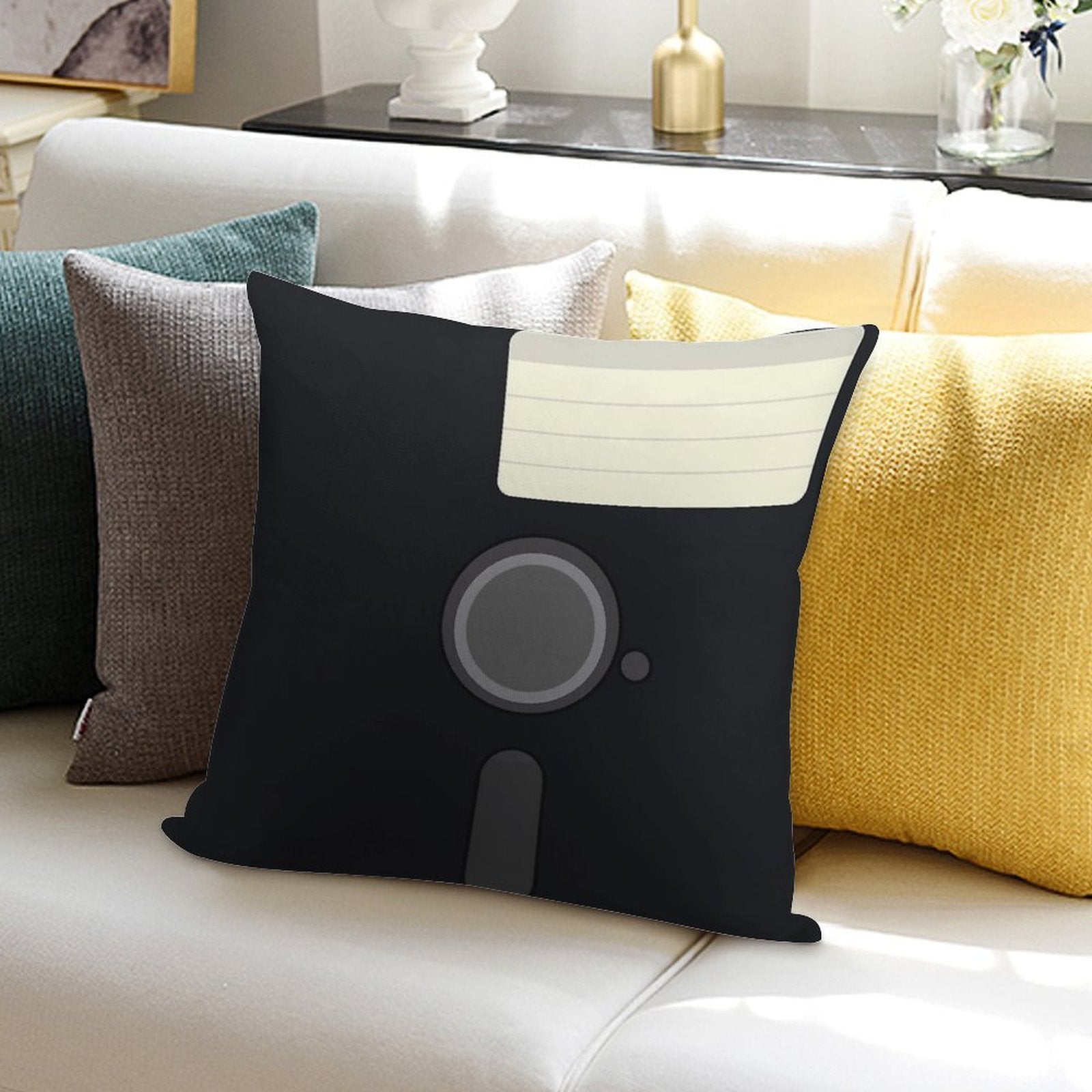 Floppy Disc 5.25 Soft Fade-Resistant Throw Pillow