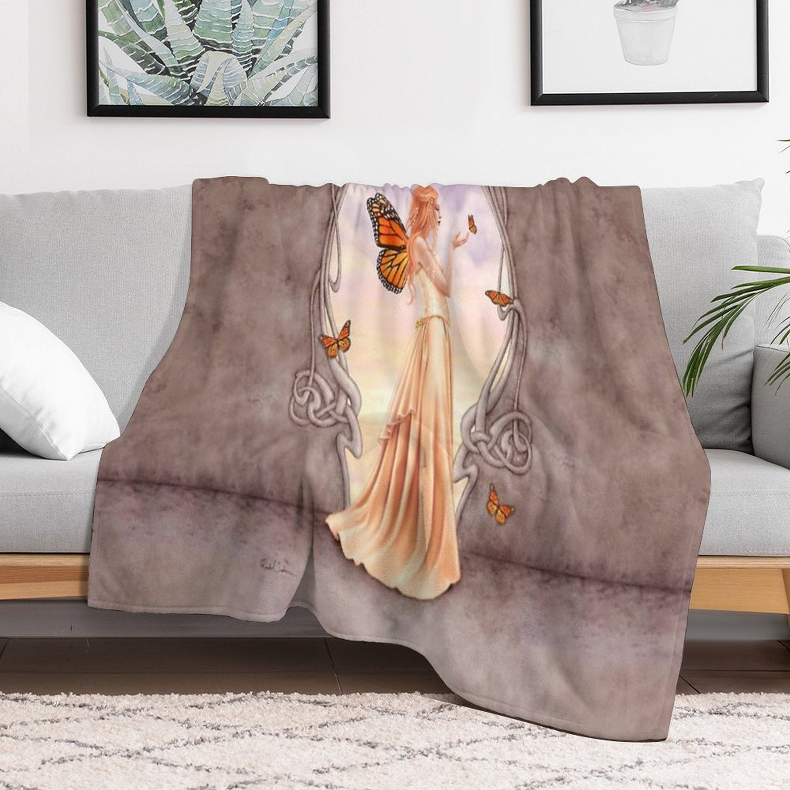 Citrine Birthstone Fairy Travel-friendly Throw Blanket