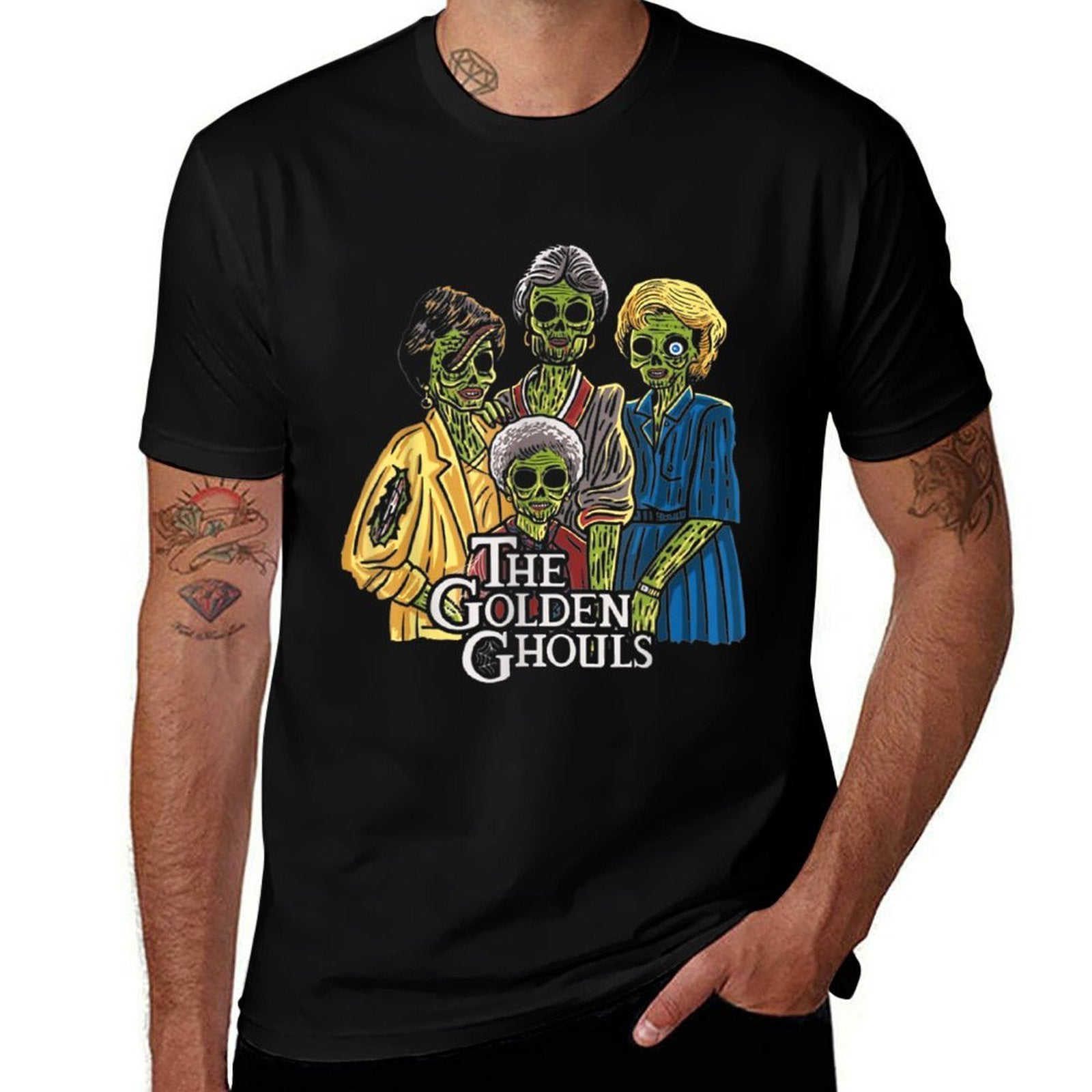 Vintage The Golden Ghouls Funny Gift For Men Women Halloween  High-quality Stitching T-Shirt