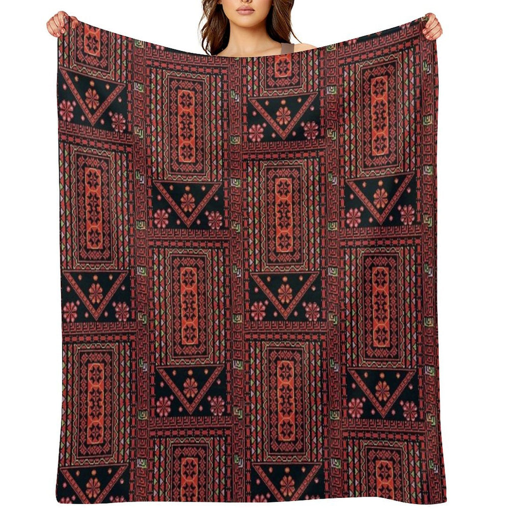 Three Flowers Palestinian Embroidery Multi-functional Throw Blanket