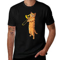 Funny Cat Playing Trombone Gift  Cool Kitten Musician Fan  Breathable T-Shirt