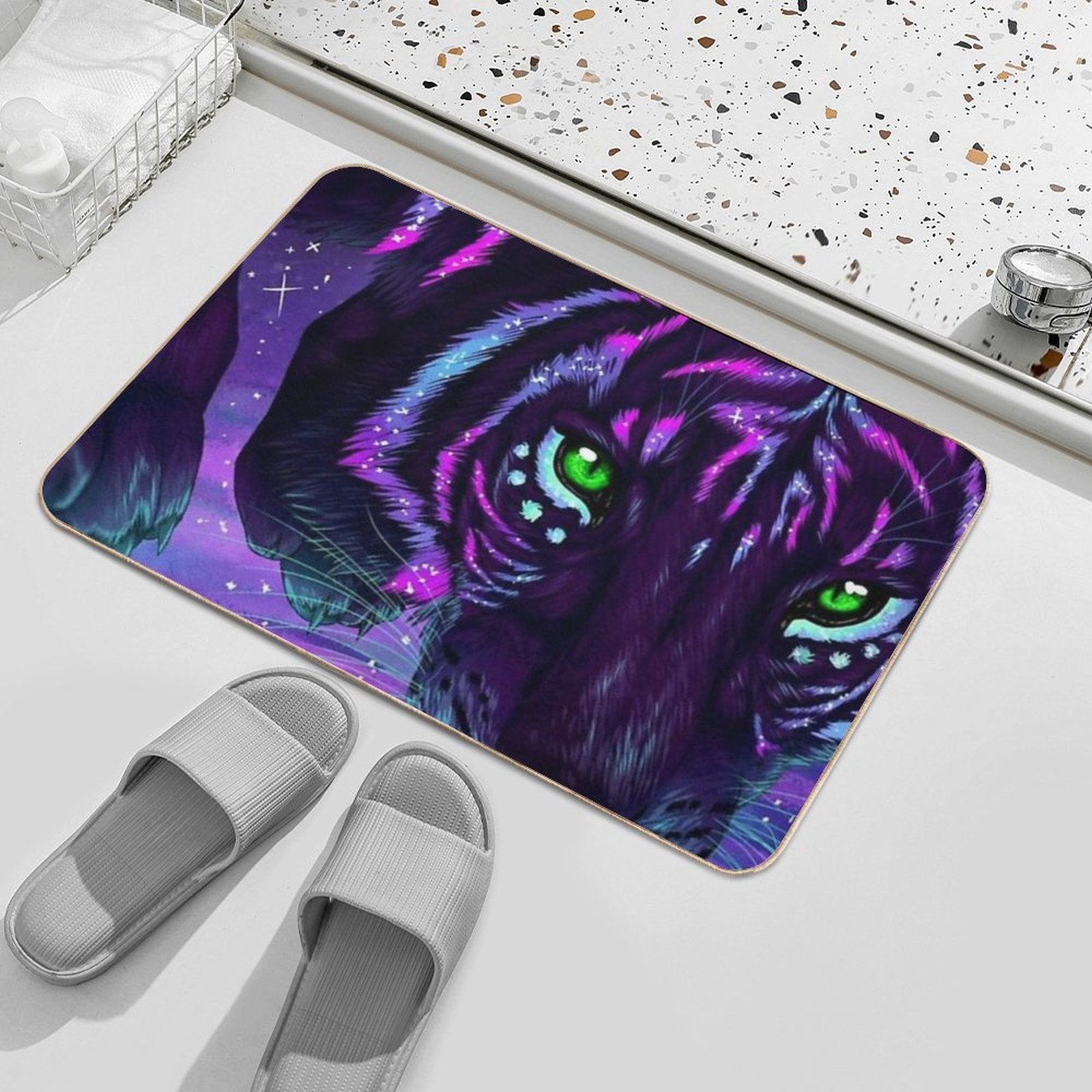 Neon Tiger Painting Durable Bath Mat