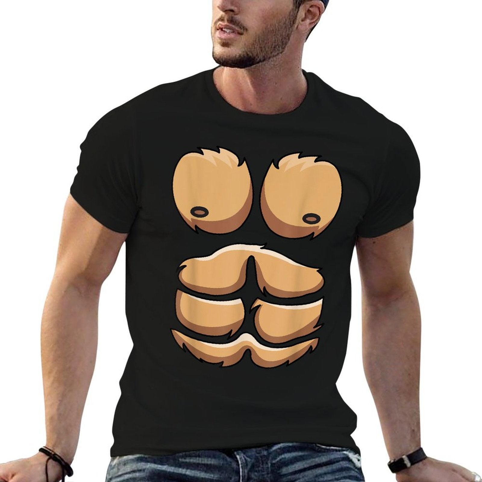 Funny Monkey Gorilla Chest Costume Halloween  Trendy Pattern T-Shirt