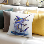 Blue Marlin And Tunas Soft Fade-Resistant Throw Pillow