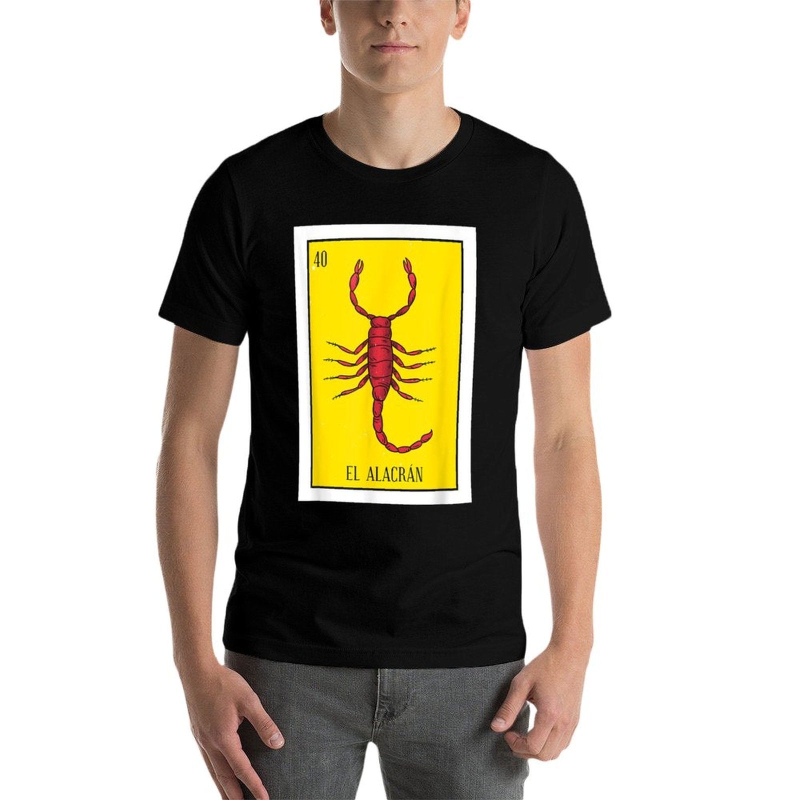 El Alacran Lottery Gift The Scorpion Card Mexican Lottery Premium  Rolled Sleeves T-Shirt