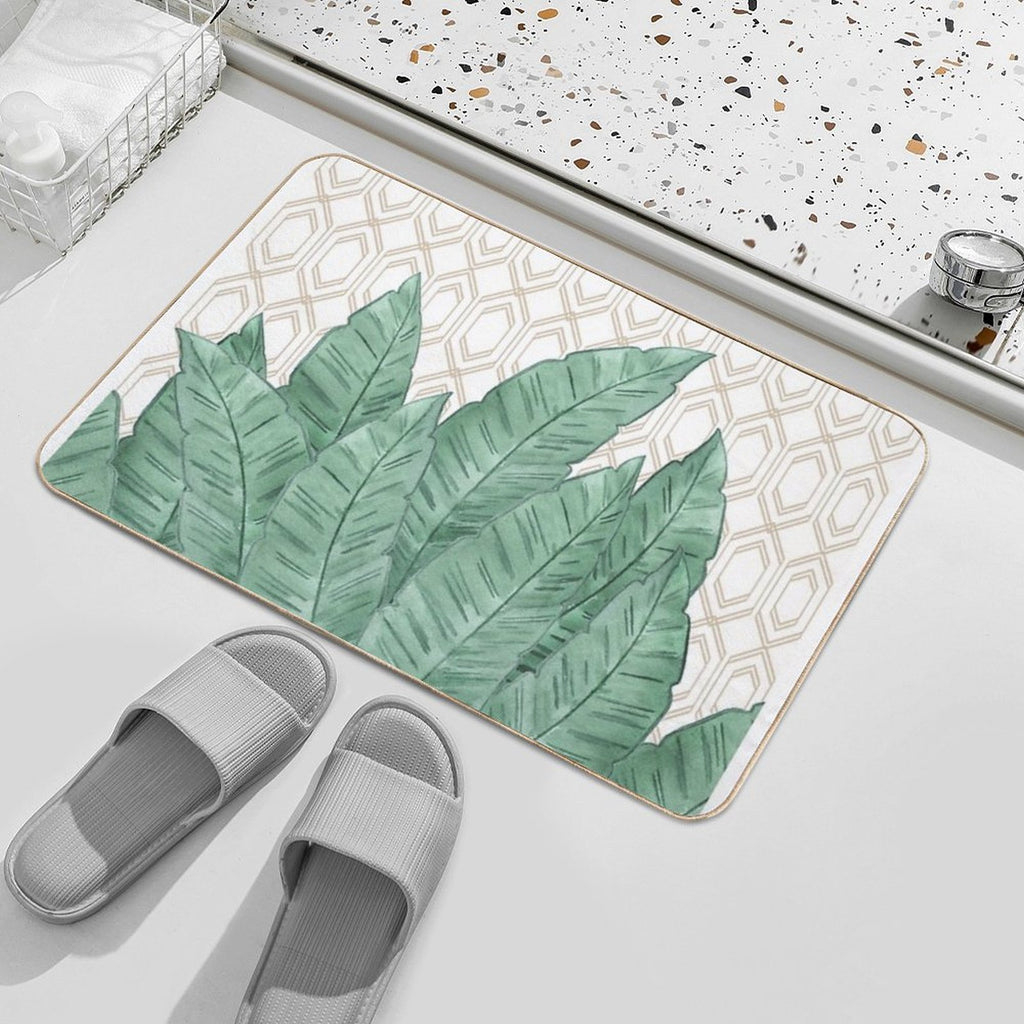 Banana Leaves . Durable Bath Mat